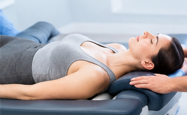 Person Relaxing on Roller Table for Holistic Healthcare Therapy