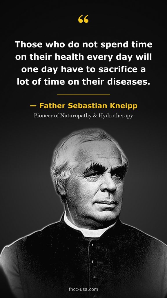 Portrait of Father Sebastian Kneipp with Quote on Holistic Healthcare